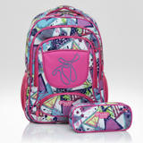 Mochila Escolar Con Estuche 43cm Tela Oxford Impermeable Niña