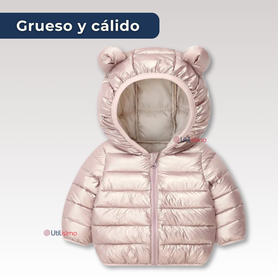 Parka Con Capucha Mangas Larga Niña Metallic Pink