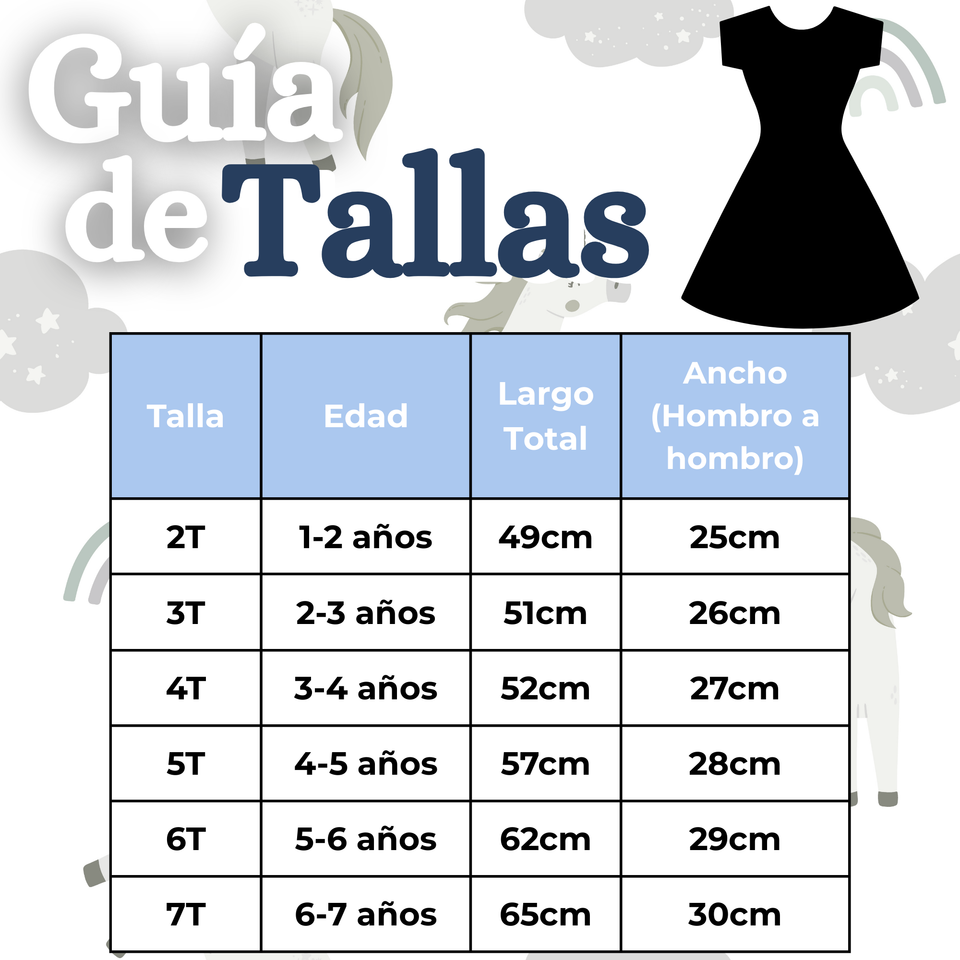 Vestido Manga Corta Casual Azul Unicornio Lentejuela Verano Niña 2 a 7 años