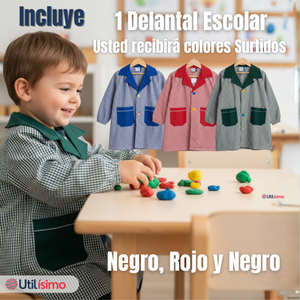 Delantal Párvulo Niño Cotona Escolar Colegio