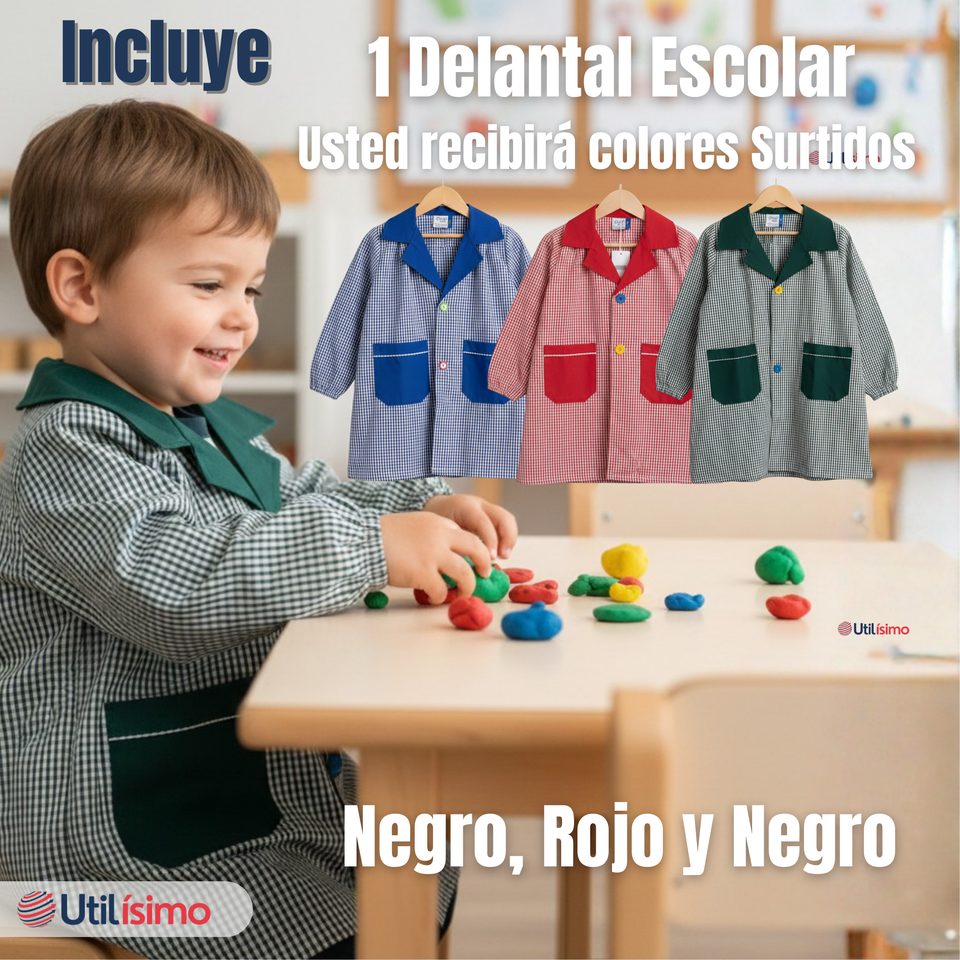 Delantal Párvulo Niño Cotona Escolar Colegio