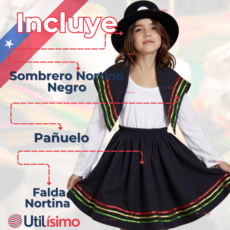 Pack 6 Traje Nortino Niña 3 Piezas Niña Fiestas Patrias Baile Nortino