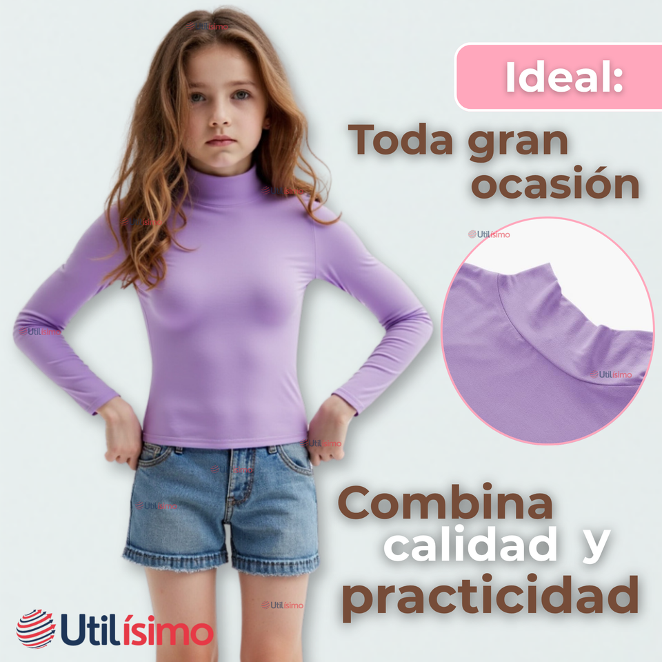 Pack 6 Camiseta Niña Primera Capa Bambú Invierno Cuello Beatle Polera