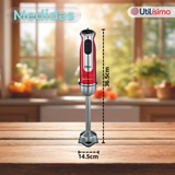 Batidora de inmersión Oster® roja con organizador y accesorios