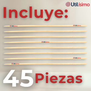 Pack 45 Piezas Brochetas Para Anticuchos Pinchos Bambú Palillos 40cm