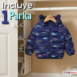 Parka Con Capucha Térmica Poliester Niño Dinosaurio