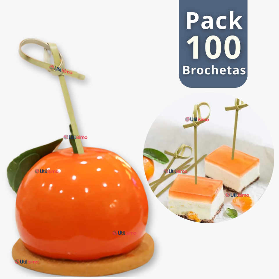 Pack 100 Piezas Brochetas De Bambú Cóctel Aperitivo 12cm
