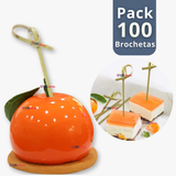 Pack 100 Piezas Brochetas De Bambú Cóctel Aperitivo 12cm