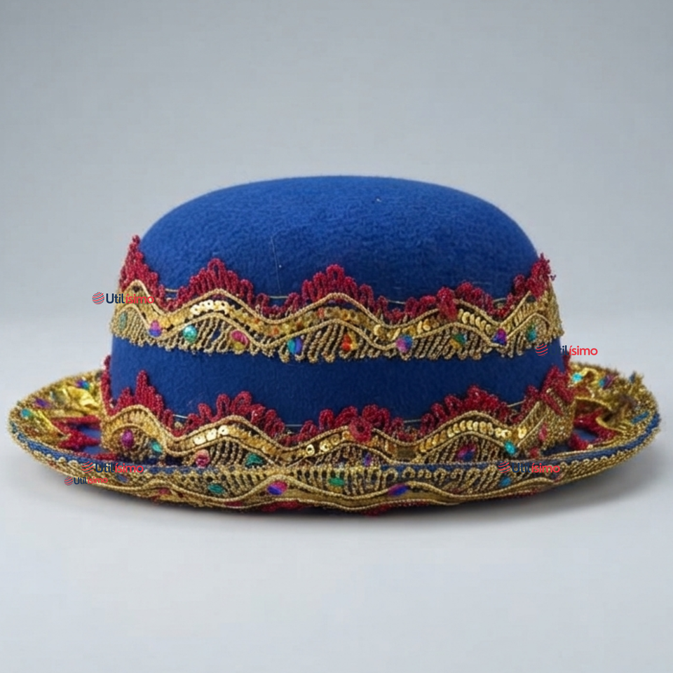 Sombrero Gorro Caporal Mujer Fiestas Patrias Azul Baile Típico