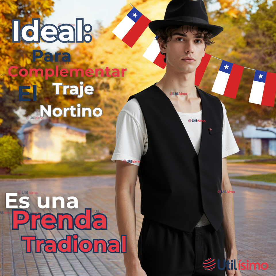 Chaleco Bolero Nortino Juvenil Fiestas Patrias Negro