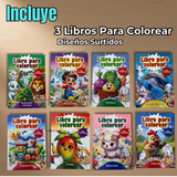 Pack 3 Libros Para Colorear Pintar  Educativo Con Stickers Diseños Surtidos