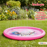 Alfombra Piscina Agua Rociador Para Niña Color Rosado 170 cm