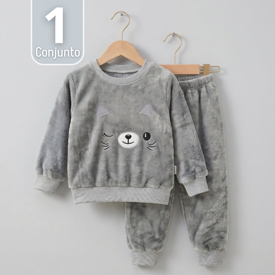 Conjunto Buzo Polerón Frizado Niños Bebes Corderito Liso 2 Piezas