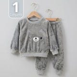 Conjunto Buzo Polerón Frizado Niños Bebes Corderito Liso 2 Piezas