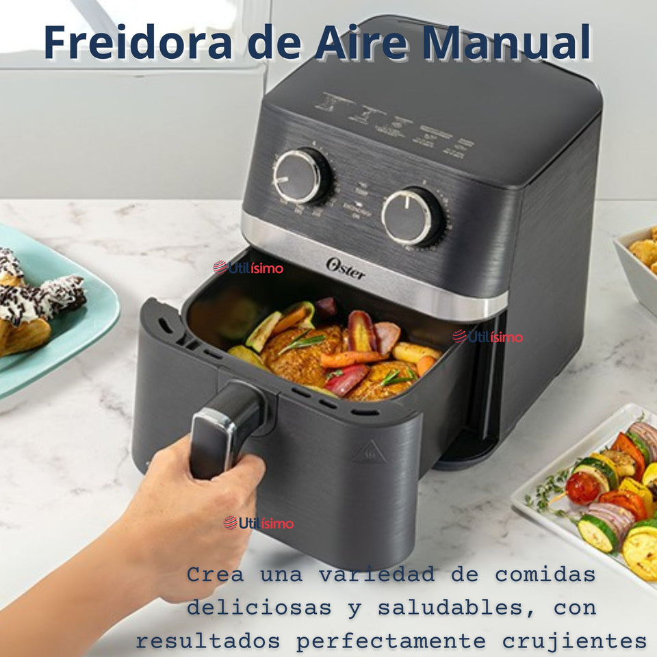 Oster® Freidora de Aire Manual, Recubrimiento Oster® DiamondForce, 4L de Capacidad, con Controles de Tiempo y Temperatura, CKSTAF401MDF