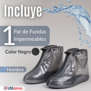Fundas Cubre Calzado Impermeables Aislante Lluvia Negro Hombre 1 Par