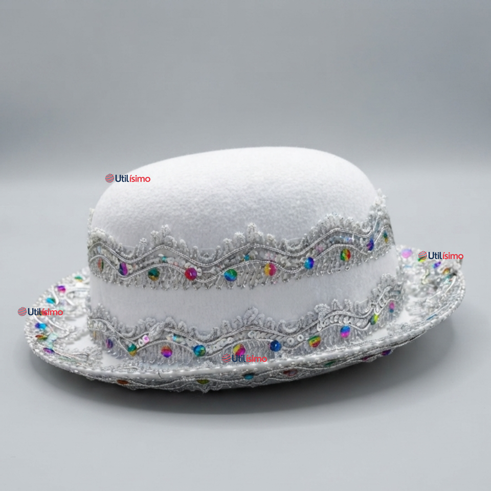 Sombrero Gorro Caporal Mujer Fiestas Patrias Blanco Baile Típico