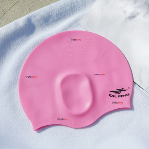 Gorro Gorra Natación Baño Con Protector De Orejas Silicona Color Rosado 12 años En Adelante