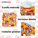 Polerón Algodón Cuello Redondo Niño Mostaza Bomberos