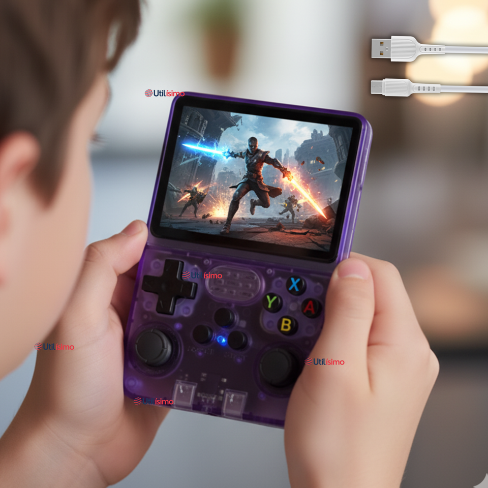Pantalla IPS Retro Gaming Portátil R36s 64GB Consola Recargable USB