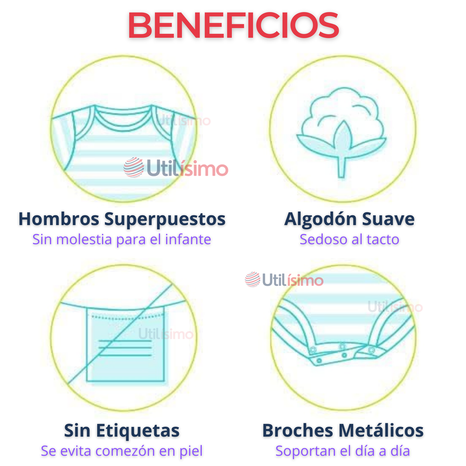 Pack 5 Bodys Bebé Niña Manga Larga Tedmimak 100% Algodón
