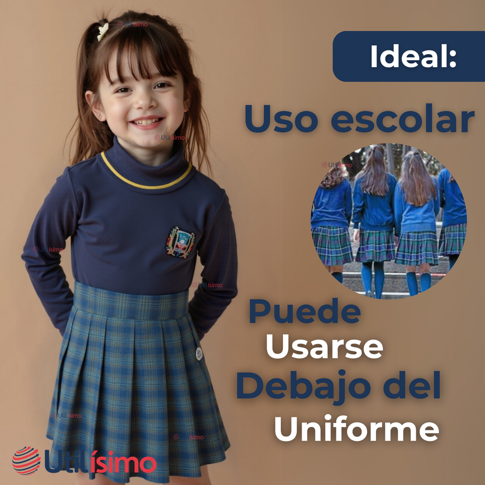 Pack 3 Primera Capa Escolar Bambú Invierno Camiseta Niña Cuello Beatle Polera