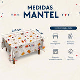 Mantel Rectangular 140x210 cm 100% Poliéster Fiestas Patrias Chile