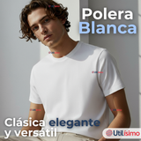 Polera Camiseta 150g Manga Corta 100% Algodón Textura Suave Blanco Hombre