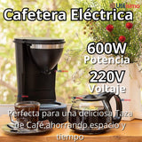 Cafetera Eléctrica 6 Tazas 600W de Potencia Con Filtro Reutilizable