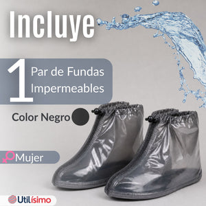 Fundas Cubre Calzado Impermeables Aislante Lluvia Negro Mujer 1 Par