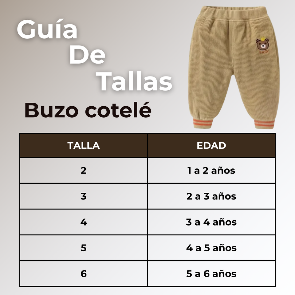 Buzo Cotelé Bebé Niño Forrado en Polar Beige Pantalón