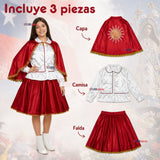 Traje Tirana Diablada Rojo 3 Piezas Adolescente Baile Típico Fiestas Patrias