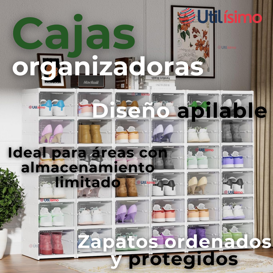Zapatera Plegable Organizador Apilable 6 Niveles Blanco