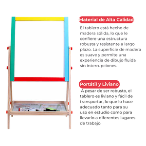 Pizarra Doble Cara Tiza Y Plumón Acrílica Madera Magnética Niños