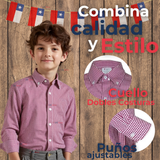 Camisa Huaso Cuadrillé Algodón Niño Juvenil Color Rojo