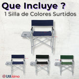 Silla Plegable De Playa Camping con Mesa Lateral Diseño Unicolor
