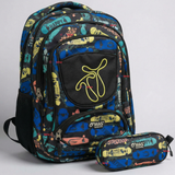 Mochila Escolar Bolso Con Estuche 43Cm Tela Oxford Niño Happy Skate
