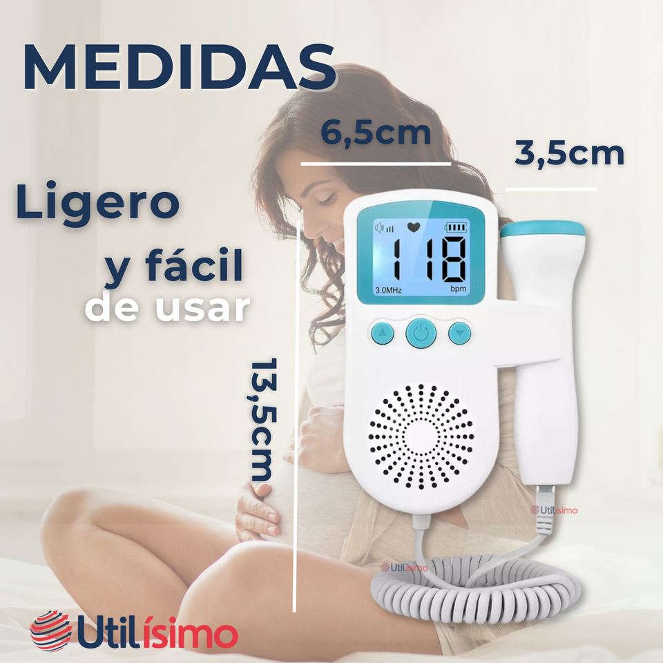 Monitor Fetal Doppler Latidos Fetales Corazón Bebé Blanco Azul