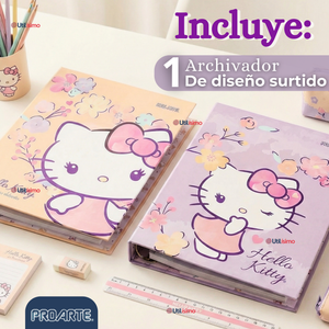 Archivador Lomo Ancho Formato A4 Carta 2 Anillos Hello Kitty Diseño Surtido