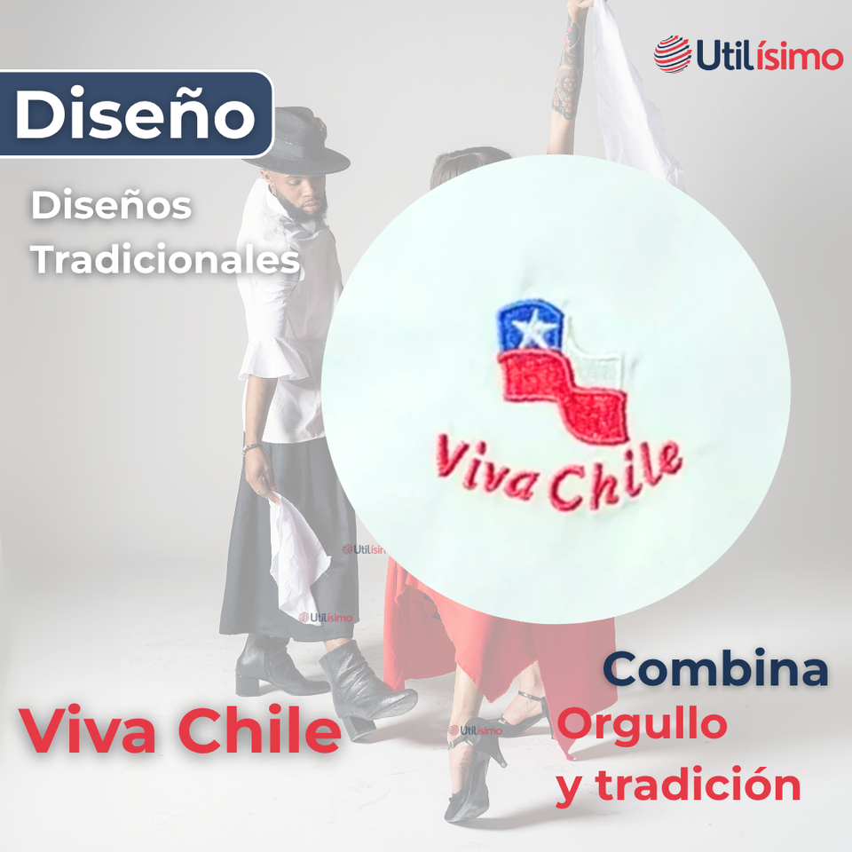 Pañuelo Baile Cueca 45CM Bordado Viva Chile Fiestas Patrias