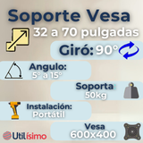 Soporte TV Grande Móvil Con Ruedas 32 a 75 Pulgadas 32 40 43 50 55 60 65 75