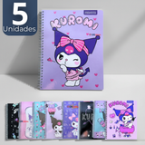 Pack 5 Cuadernos Universitarios Kuromi Proarte 7mm 100 Hojas Diseños Surtidos