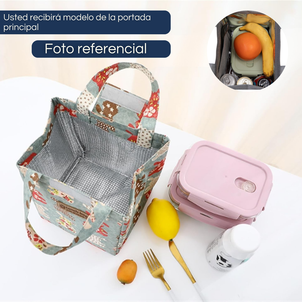 Lonchera Térmica Estampada Bolsa de Mano para Picnic Portátil