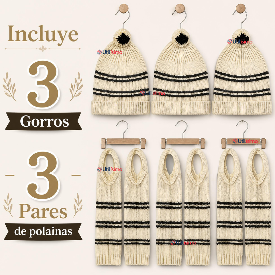 Pack 3 Set Chilote De Gorro Polainas Tipico Niño Fiestas Patrias