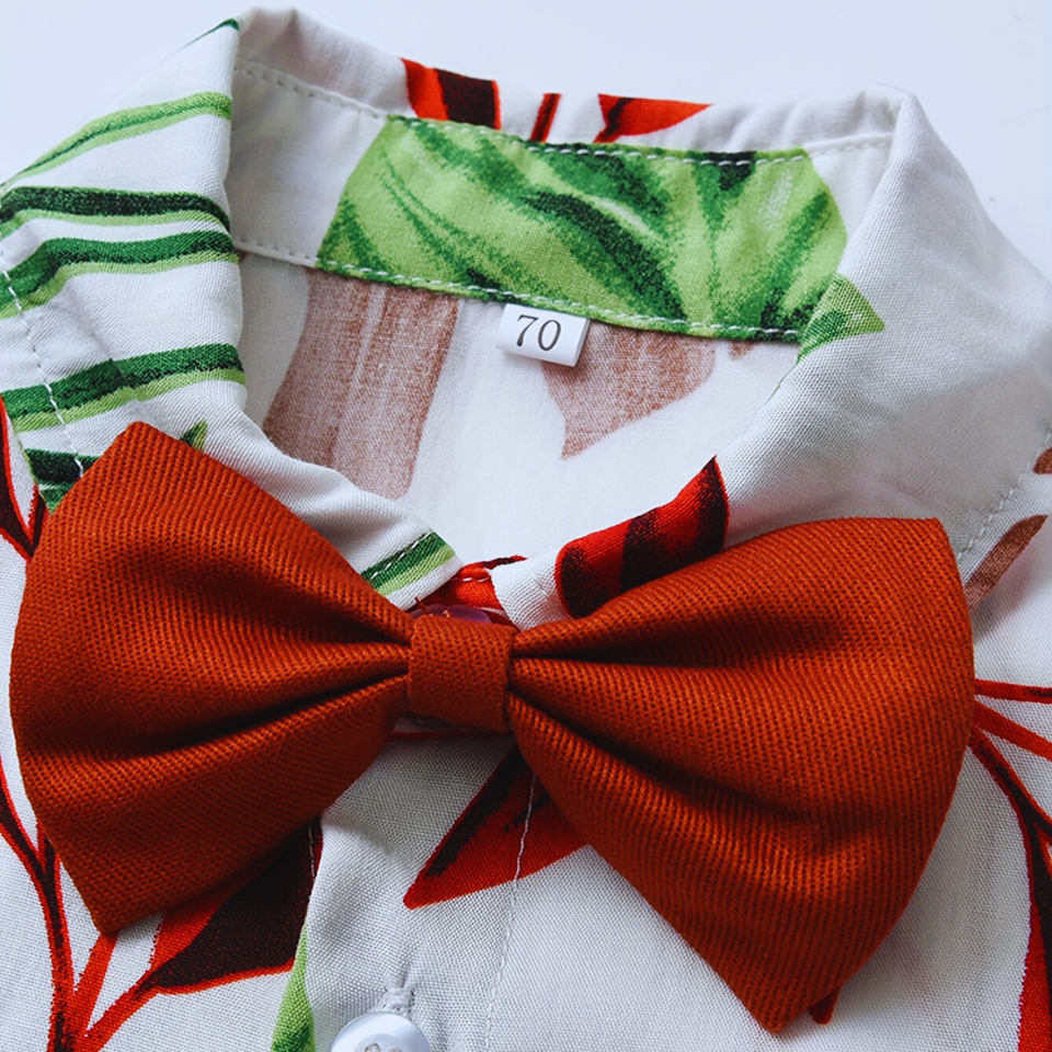 Conjunto de Vestir Hawaiano Manga Corta Niño  1 a 5 Años Rojo Hawaiano