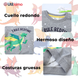 Polerón Algodón Cuello Redondo Niño Gris Dragon