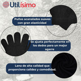 Guantes 18cm Lana Acrílica Adulto Unisex Liso Negro