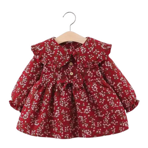 Vestido Floreado De Lana Forrado En Algodón Niña