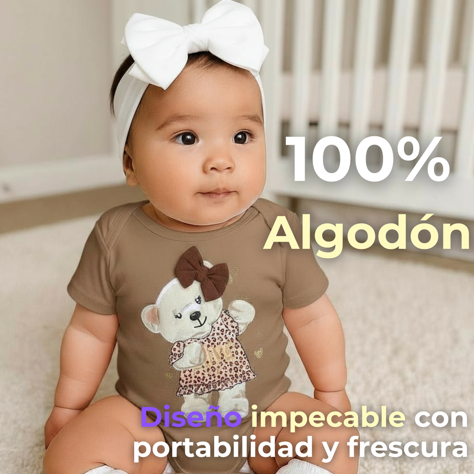 Pack 4 Bodys Niña Manga Corta Tedmimak 100% Algodón Baby Bear