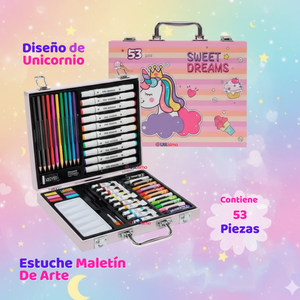 Maletín Set De Arte 53 Piezas Estuche Para Dibujar Y Pintar Niña Pony Rosa